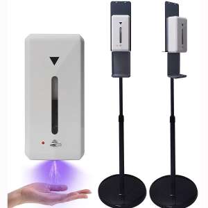 Automatic Spray Hand Sanitizer Dispenser Station Kit (Two Sets) Touchless Auto Sensor Sanitizing Station With Floor Stand