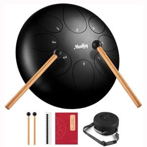 Moukey Tongue Drum, Steel Drum 8 Notes , Worry Free Drum 10 Inches, Portable Handpan, C Major Steel Tongue Drum, Calm Drum with Drumsticks