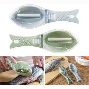 Fish Scaler Brush With Lid-2Pieces Easily Remove Fish Scales-Unique Handle Design，Fast Remove Fish Skin Graters Cleaning Peeler Scaler Scraper