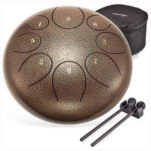 Asmuse Steel Tongue Drum 8 Notes 10 Inch Pan Drum Percussion Steel Drum Instrument with Mallets, Mallet Bracket,Tonic Sticker and Travel Bag