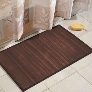 iDesign Formbu Bamboo Floor Mat Non-Skid, Water-Resistant Runner Rug for Bathroom, Kitchen, Entryway, Hallway, Office, Mudroom, Vanity, 34" x 21", Mocha Brown