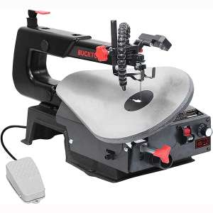 BUCKTOOL 16-inch Variable Speed Scroll Saw Pin or Pinless Blade with Pedal Switch Cast Iron Work Table