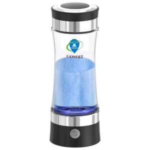 Hydrogen Water Alkaline Glass Bottle with Beautiful LED Indicator,Content Up to PH of 7.5-9.0 Hydrogen Water Generator