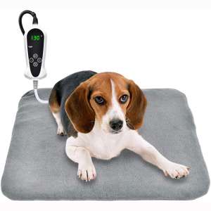 RIOGOO Pet Heating Pad, Upgraded Electric Dog Cat Heating Pad Indoor Waterproof, Auto Power Off 18" x 18" Grey