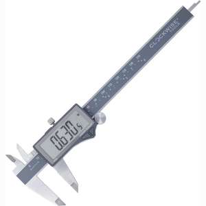 Clockwise Tools DCLR-0605 Electronic Digital Caliper Inch:Metric:Fractions Conversion IP54 Protection 0-6 Inch:150 mm Stainless Steel Body Super Large LCD