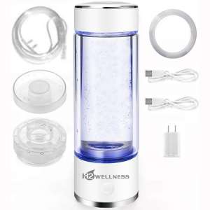 H2Wellness - Hydrogen Waters Bottle Generator SPE PEM Technology with Double Borosilicate Glass and Inhaler Adapter