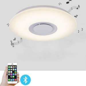 Led Music Ceiling Light, 24W Color-Changing Kids Bedroom Bluetooth Lamp Ceiling Fixtures Flush Mount & Speaker (All Colors)