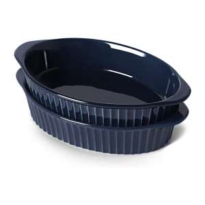 LEETOYI Set of 2 Small Ceramic Oval Gratin Dishes