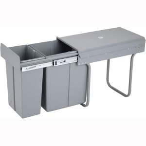 lehom Sink Base Sliding Pull Out Waste Bin Under Counter Double 10L + 20L Total 8 Gallon Recycling Trash Cans