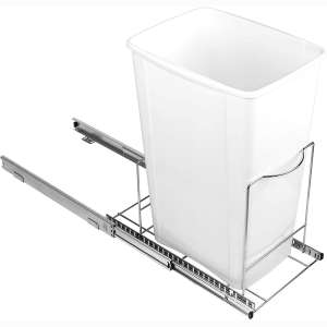Pull Out Trash Can Under Cabinet - Adjustable Roll Out Sliding Garbage Bin Shelf for Kitchen Cabinets