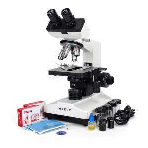 Moutec 40X to 2000X Compound Microscope Kit Double Layer Mechanical Stage