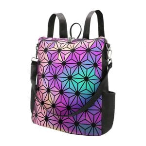 PYFK Geometric Luminous Holographic Color Changes Flash Backpack