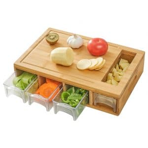 Novayeah Bamboo Cutting Board with 4 Containers