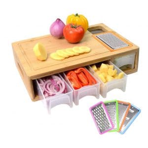 Comellow Chopping Board with Stackable Trays