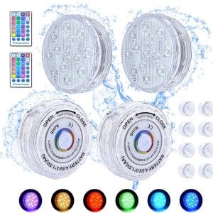 BlueFire Submersible LED Light, 16 Colors Underwater Pond Lighting with RF Remote, Waterproof Magnetic Bathtub Light with Suction Cup