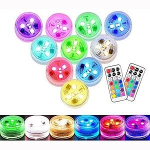 Small Submersible LED Lights Mini Waterproof LED Tea Lights Candles Multi-color Battery Powered with Remote Control Party Events Home Vase