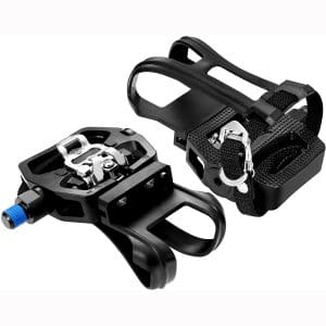 DULMYY Spin Bike Pedal 9:16'' SPD Pedals Hybrid Pedal with Toe Clips and Straps Suitable for Spin Bike