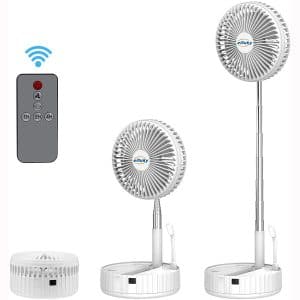 efluky Desk and Table fan,Oscillating Fan Portable Folding Telescopic USB Fan with Remote Control and Lights,Battery Powered or USB Powered,Adjustable Height Pedestal Fan, 4 Speeds