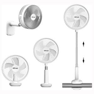 AICase Stand Fan,Clip Fan Folding Portable Telescopic Floor:USB Desk Fan with 1800mAh Rechargeable Battery, 3 Speeds Super Quiet Adjustable Height and Head Great